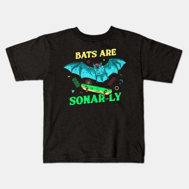 Bats Are Sonar-ly Kids T-Shirt by dumbshirts
